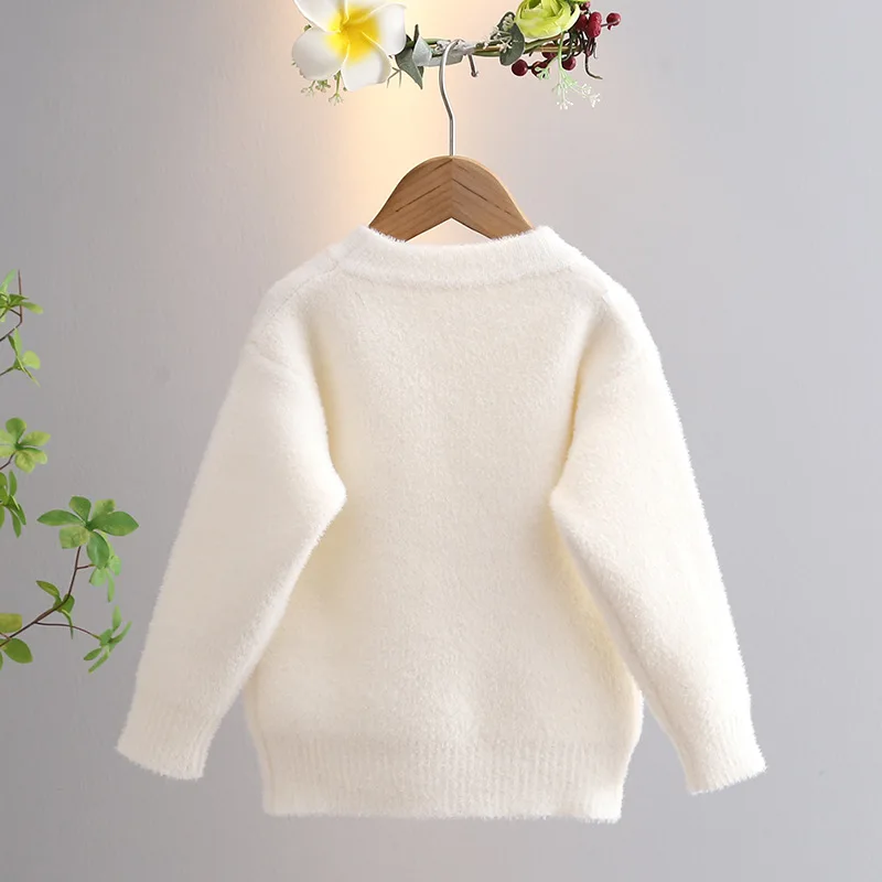 Korean Baby Girls Sweater Autumn Winter New Knitted Pullovers Love Ribbons Children Warm Bottoming Tops for Kids Girl GY08141