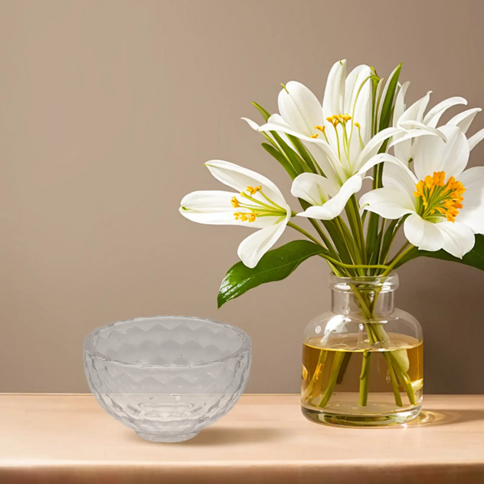 Small Crystal Clear Bowl Seven Colors Tibetan Offering Bowl Multi-Function Sacrificial Holy Water Dish Buddhist Supplies
