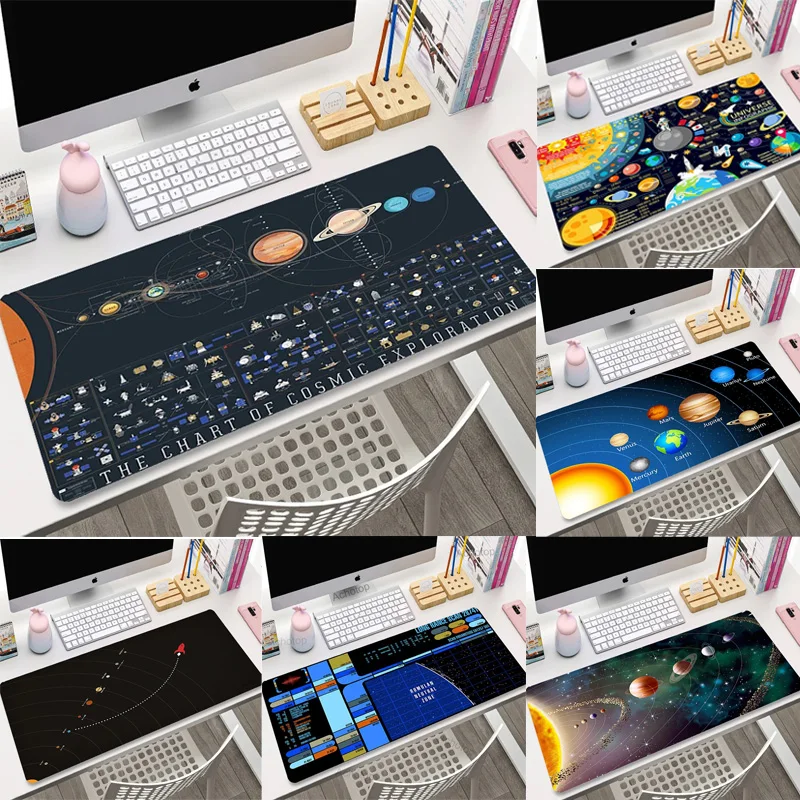 Space Non Slip Desk Table Mat Mechanical Keyboard Spacecraft Mouse Pad Gamer Mousepad Solar System Kids Bedroom Home Accessories