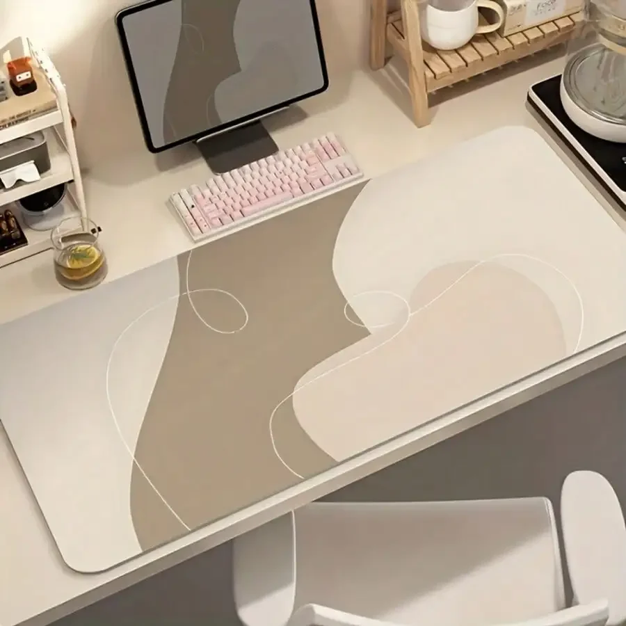 

Large Minimalist Gaming Mouse Pad - Non-Slip, Washable Rubber Desktop Mat, Stitched Edge, Beige And Brown Abstract Pattern, Ideal For Office And Gaming, Great Gift For Friends, Desktop Mouse Pad Desk Mat Mousepad Study Table Mouse Pad For Desk Desk Decor