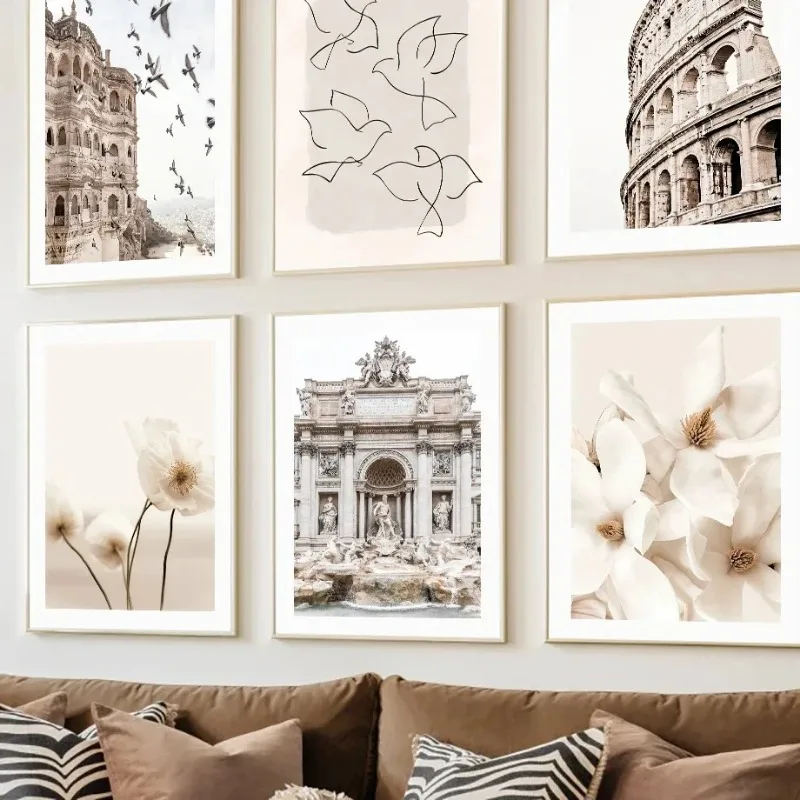 الرسم على لوحات القماش الجدارية القصر الروماني زهر زهرة حمامة مجردة الشمال الملصقات والمطبوعات صور لغرفة المعيشة ديكور