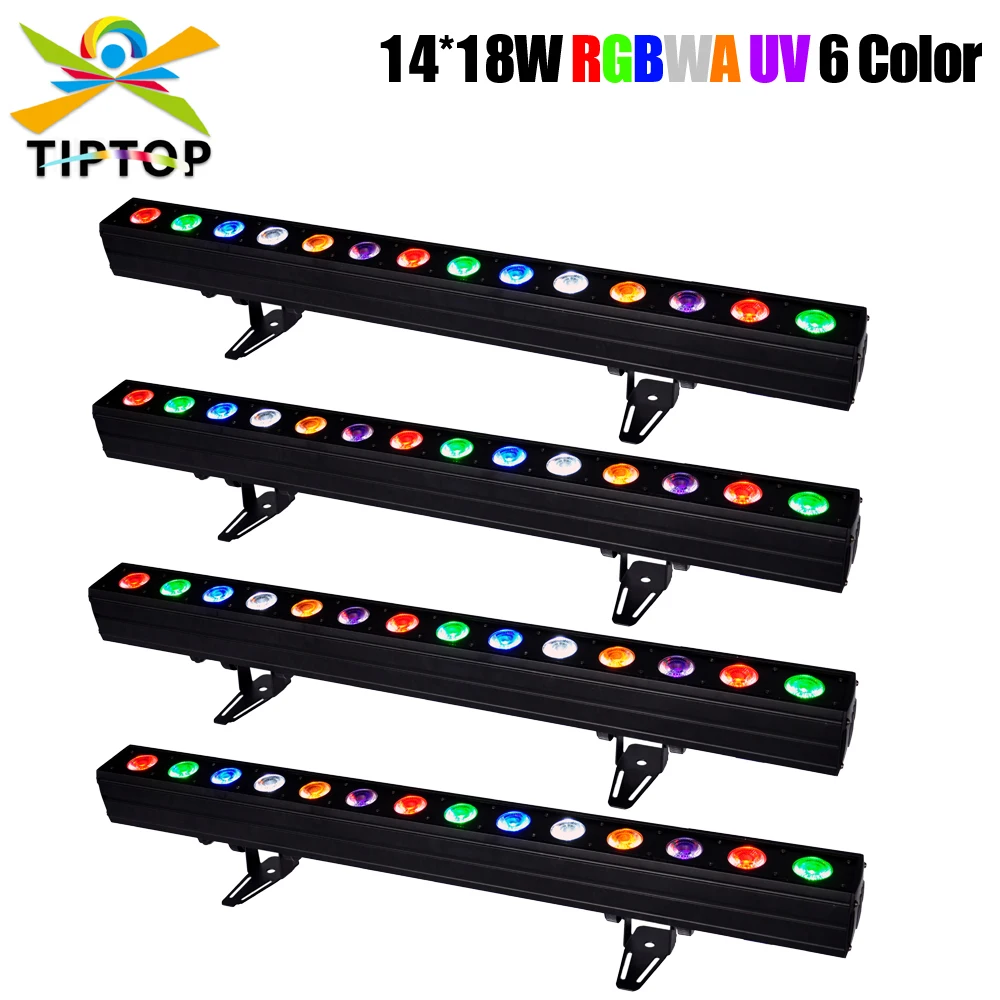 

Freeshipping 14x18W 6 Color RGBWA UV Tyanshine Indoor Led Light Bar Wash Wall Led Pixel Long Bar Lighting Non waterproof x 4