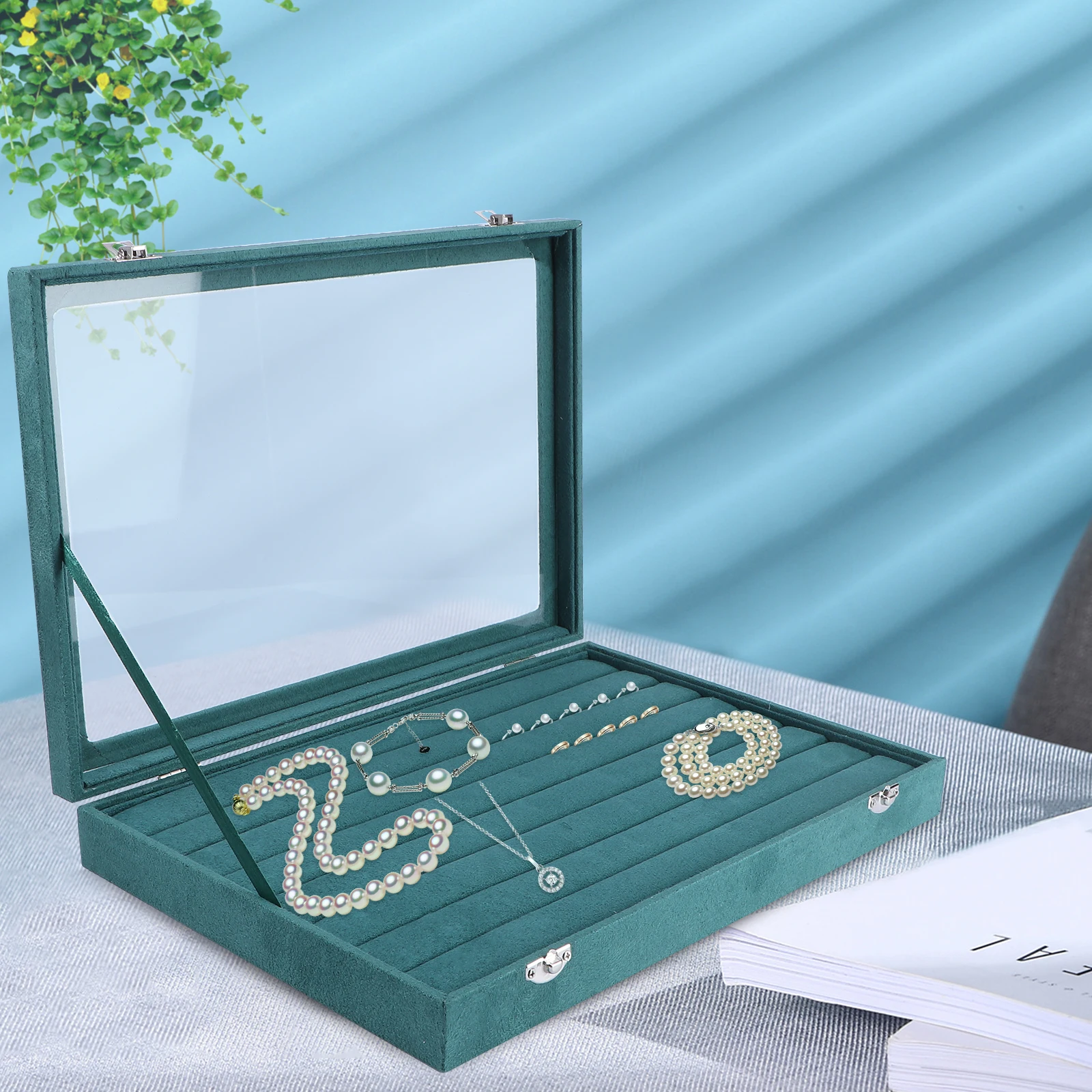 

1pc Jewelry Display Plate Organizer Storage Box Flannel Case Rings Holder Travel Lint Jewelry Box Layered Design Wedding Gift