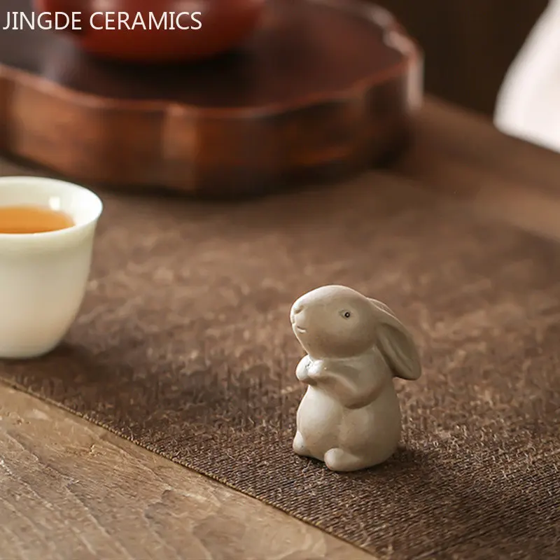 Coarse Pottery 12 Zodiac Finger Tip Mini Tea Pet Lovely Animal Sculpture Tea Figurine Ornaments Tea Set Decoration Accessories