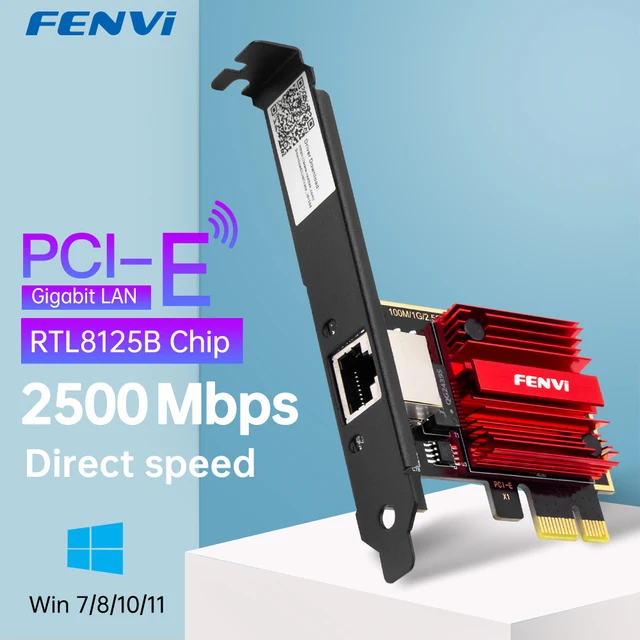 FENVI 2.5G PCI-E do karty sieciowej RJ45 RTL8125B Chip 100/1000Mbps 2.5Gbps Ethernet Przewodowy adapter kontrolera LAN dla Win7/8/10/11