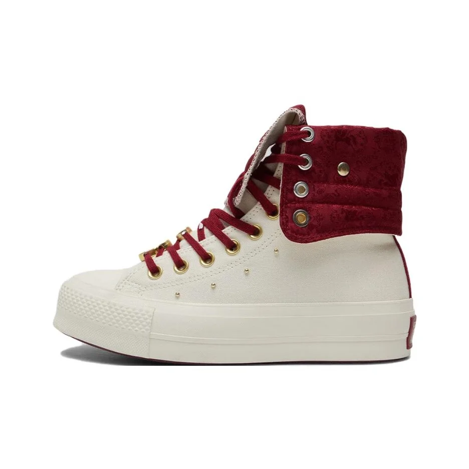 POIZON Converse Chuck Taylor All Star Tênis de lona de cano alto feminino Ecru