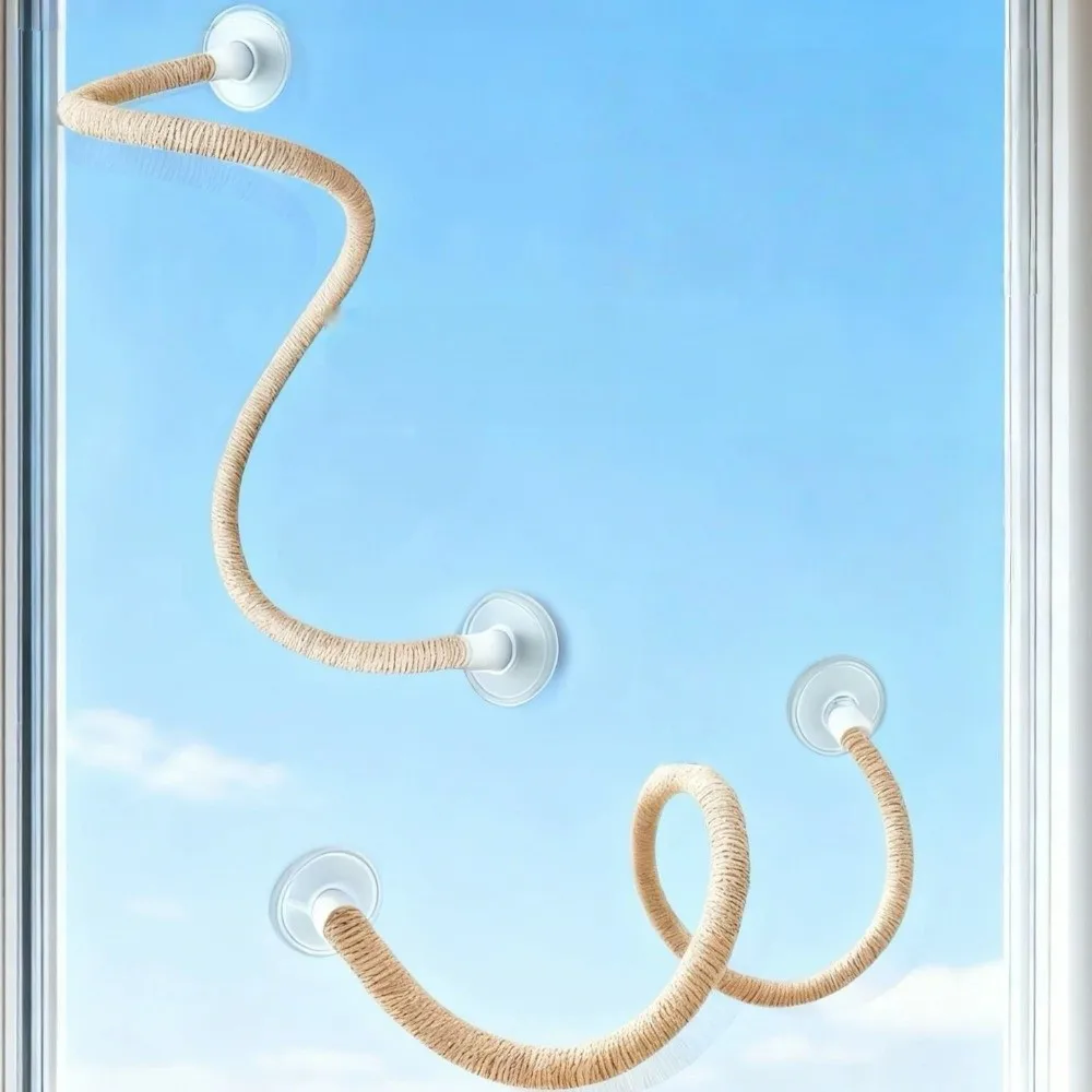 Linen Rope DIY Bendable Perch for Birds Comfortable Grip Non-slip Suction Cup Bird Climbing Rope Chew-Proof Stable