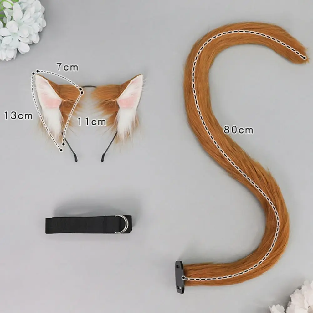 New Realistic Cat Ear Headband Handmade Lolita Cat Tail Set Plush Simulation Animal Ears Party Props