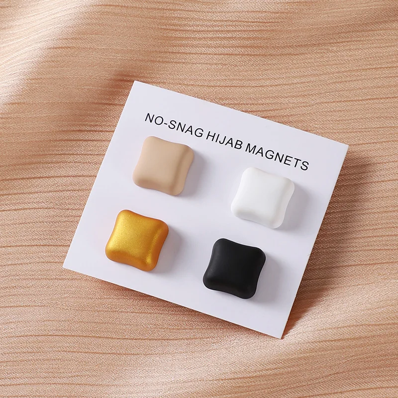 RetroGem Square Matte Magnet Hijab Pins Magnetic Brooch Silk Scarf Brooch Buttons Headscarf Women Shawl Collar Clip Accessories