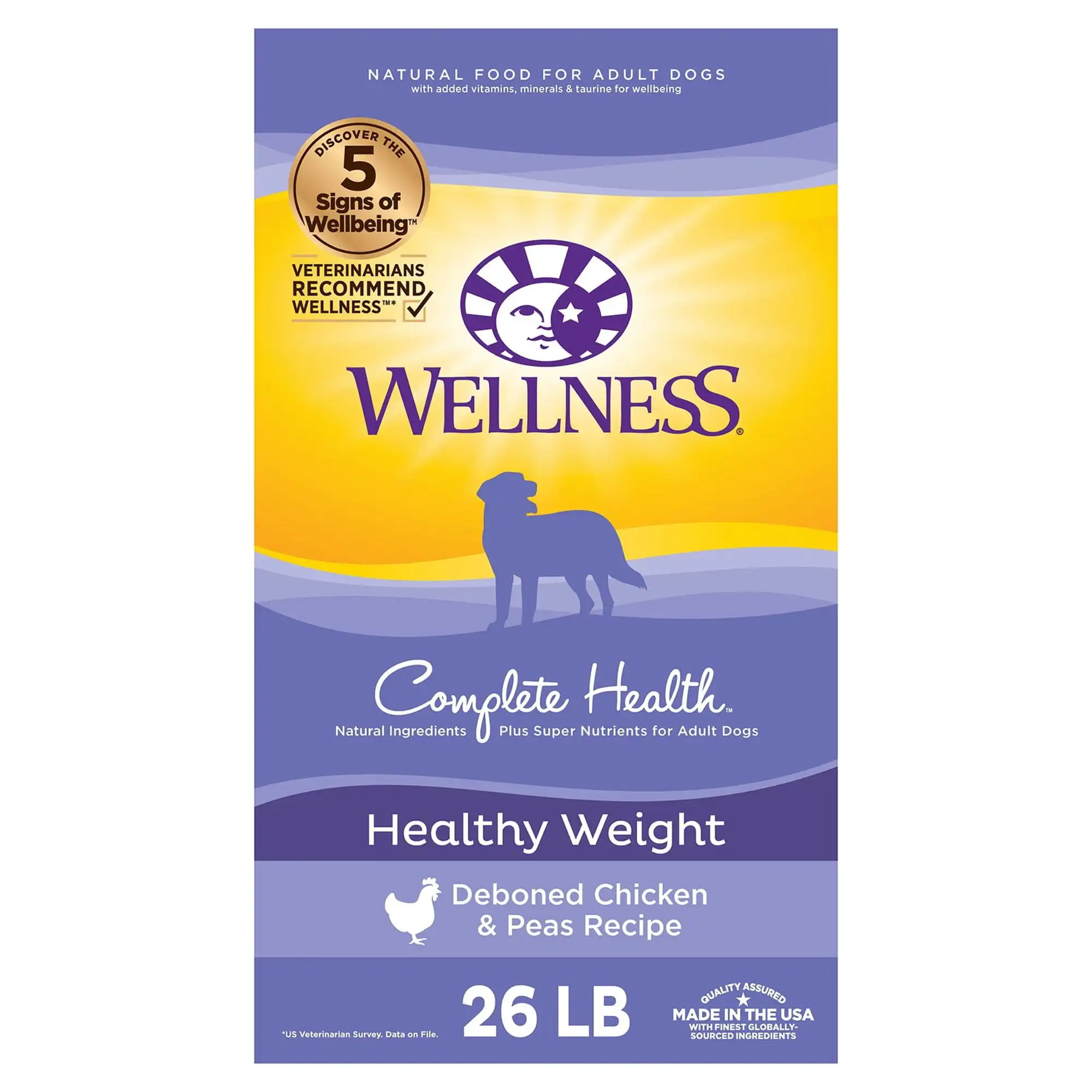 

Wellness Complete Health Natural Healthy Weight Dry Dog Food, Chicken & Peas, 26-Pound Bag