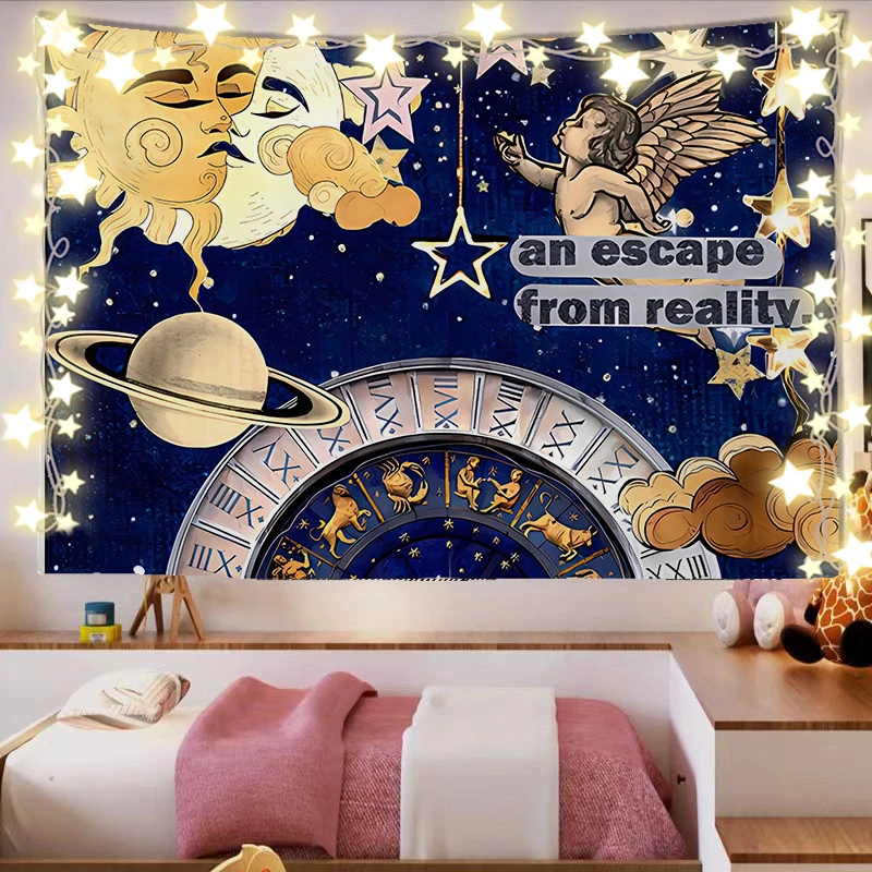 VIKAMA Solar System Moon Collage Tapestry, 6 Assorted Designs, Wall Hanging Art for Bedroom Living Room