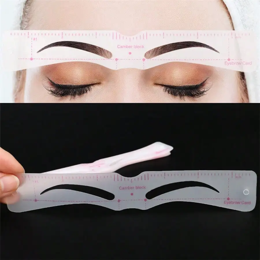 Set Of 12 Reusable Stencils And Razor - Perfect Eyebrow DIY Kit, Create Flawless Beauty