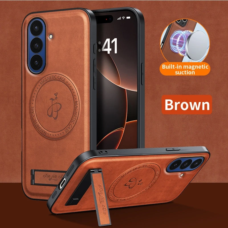 

For Magsafe Kickstand Leather Phone Case For Samsung Galaxy Z Fold7 5G Wireless Magnetic Stand Cover For Samsung Z Fold 7 Fundas