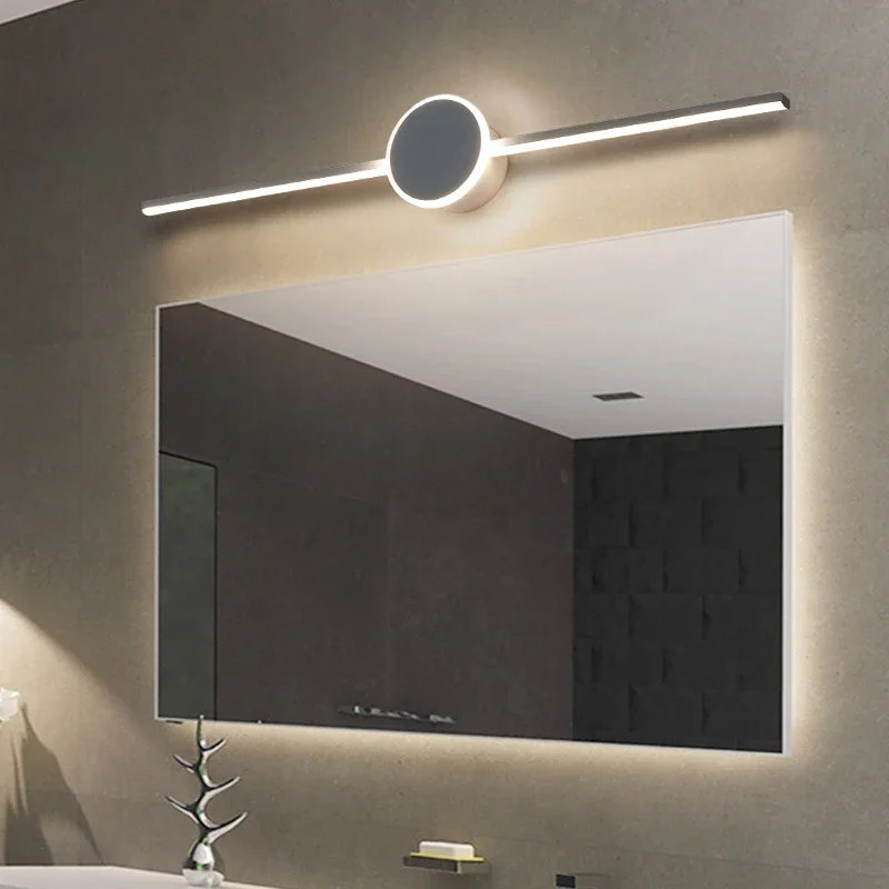 Luz LED de pared moderna para baño, lámpara de pared LED de tres colores, lámpara de línea de espejo de baño de aluminio