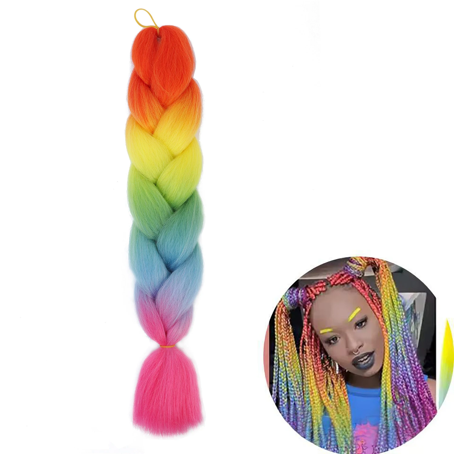 グラデーションカラー 24インチ ジャイアントブレイド 合成ブレイドヘアカラー アフリカ女性と子供向け デイリーヘアエクステンション クロシェウィッグ