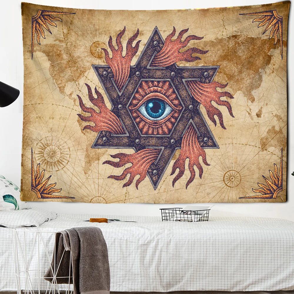 Medieval Warrior Tapestry Wall Hanging Old Culture Printed Hippie   Covering Home Decor Vintage  Aesthetics