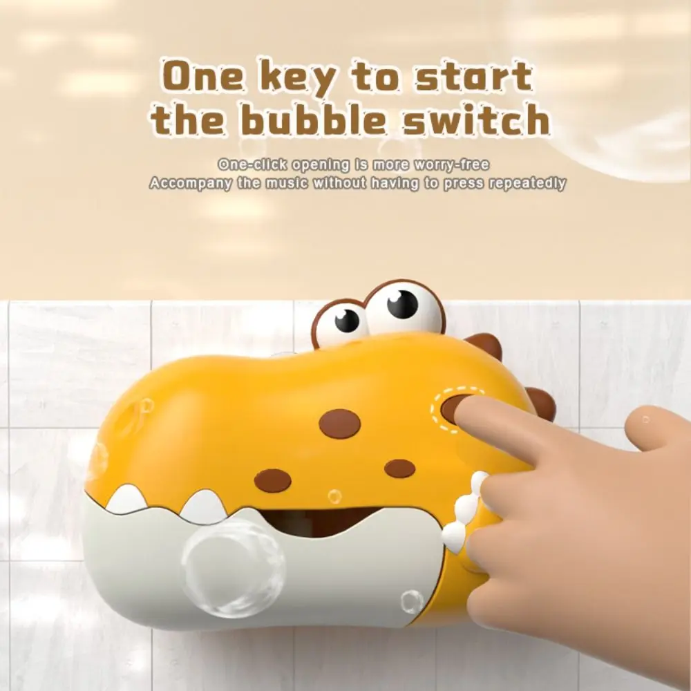 Portable Dinosaur Shape Bath Bubble Maker Electric Music Bubble Machine Automatic Suction Cup Bathtub Bubble Machine Boys Girls