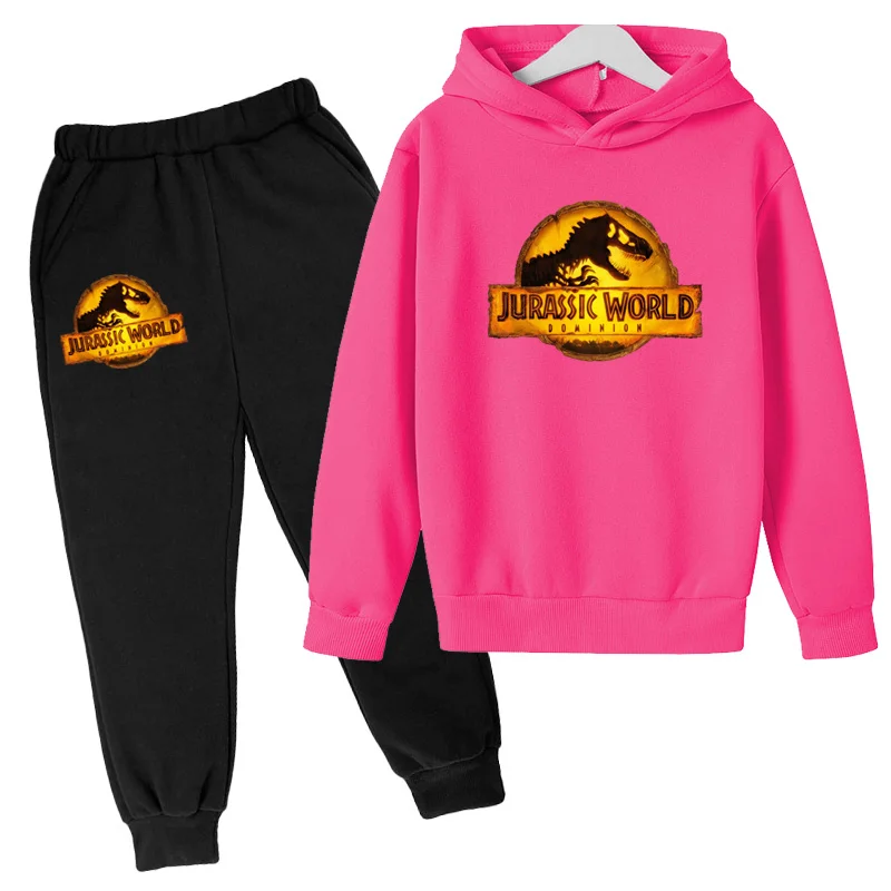 Kids Dinosaur Coat Hoodies Pants Set Boys Girls Jurassic World Dominion Sweatshirts Hooded Toddler Fashion Pullover Clothes Suit