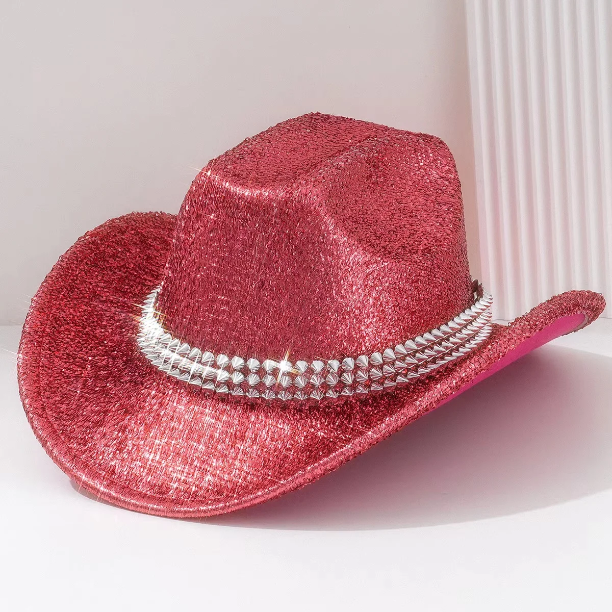 หมวกฮองหลวนสีดำสไตล์สตีมพังก์ประดับกลิตเตอร์สำหรับผู้ใหญ่ หมวกคาวบอยสำหรับผู้หญิง อุปกรณ์คอสเพลย์คาวบอยหญิง และหมวกคาวเกิร์ล