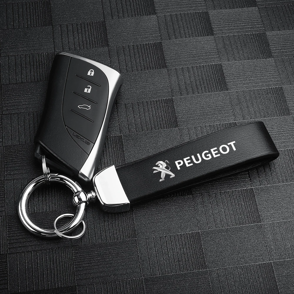 Car Styling Leather Keychain Keyring Holder Decoraeion For PEUGEOT 107 206 2008 3008 4008 GT 108 207 208 301 307 308 406 508 406