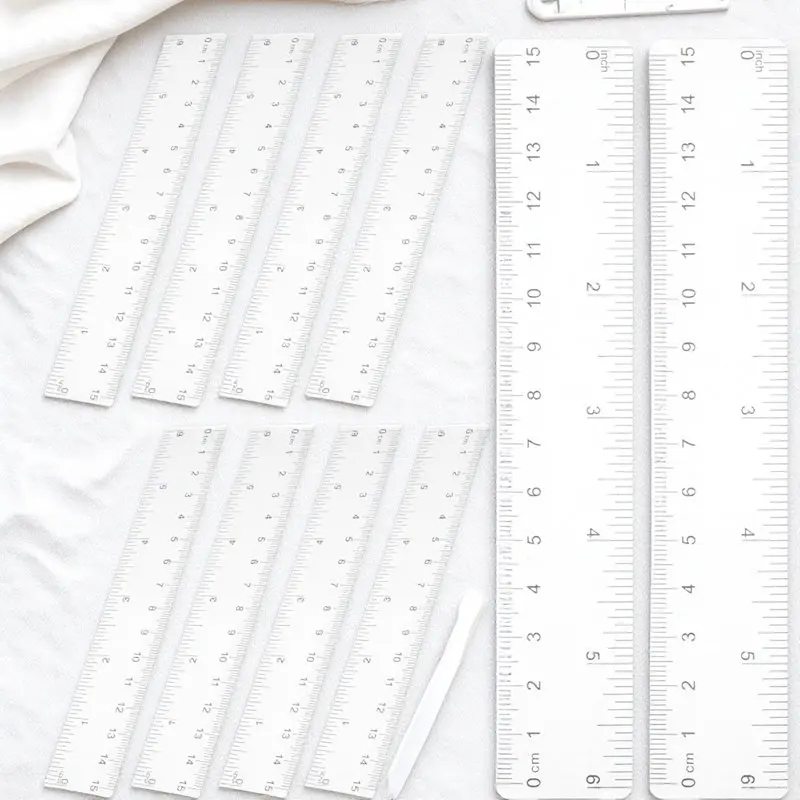 

10Pcs Transparent Plastic Rulers Clear Straight Rulers for School Office Drawing Measuring Architect Scale Ruler Set
