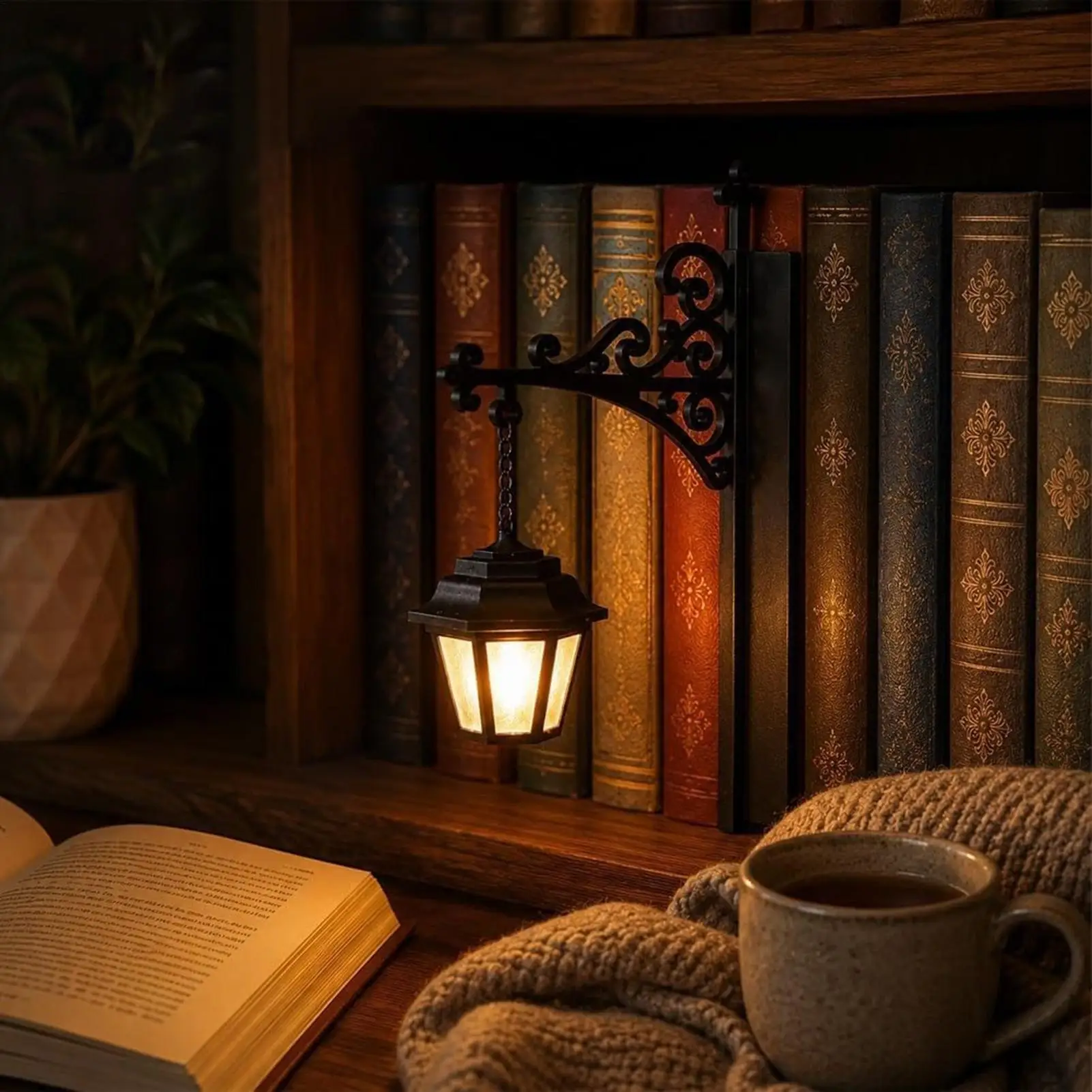 Halloween Bookshelf Lamp Vintage LED Warm Lantern Decorative Bookshelf Lighting for Home  Study School Desktop Bookcase Cabinet