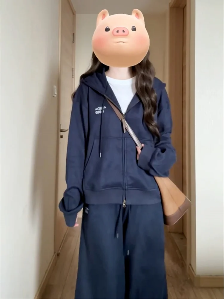 

Women's Casual Sportswear Set Loose Fashionable Hoodie Two-Piece Set for Running Spring Autumn Student Wear