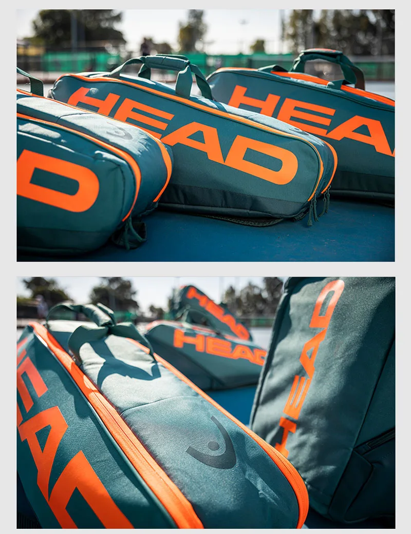 Professional HEAD Radical Pro Series Tennis Bag 6R 9R Tennis Rackets Bag Men Women Squash Badminton Sport Storage Green Backpack