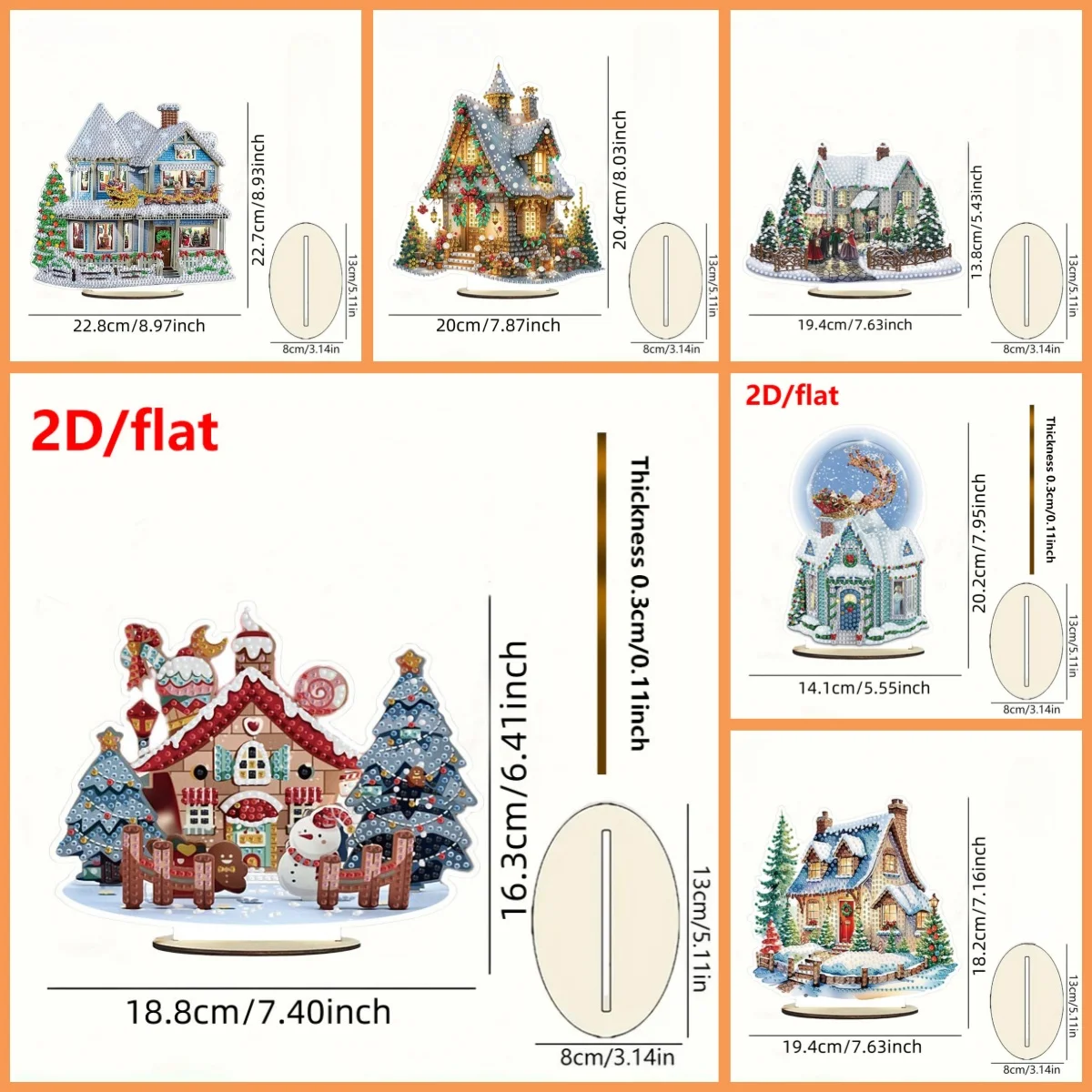 لوحة ماسية واحدة مصنوعة من زخرفة خشبية بطابع عيد الميلاد مناسبة للوضع على طاولة غرفة النوم العائلية كهدية للعام الجديد #2