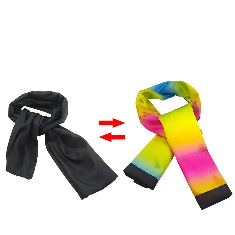 1pc Change Color Scarf (120*16cm) Magic Tricks Black to Rainbow Silk Streamer Magia Magician Stage Illusions Gimmick Prop Comedy