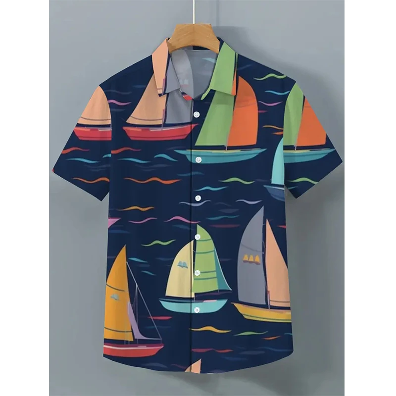 Sweatwear Men's Short Sleeve Shirt Funny Graphic 3D Print Shirts Trend Lapel Casual Lightweight Breathable Tops Hawaiian Shirt