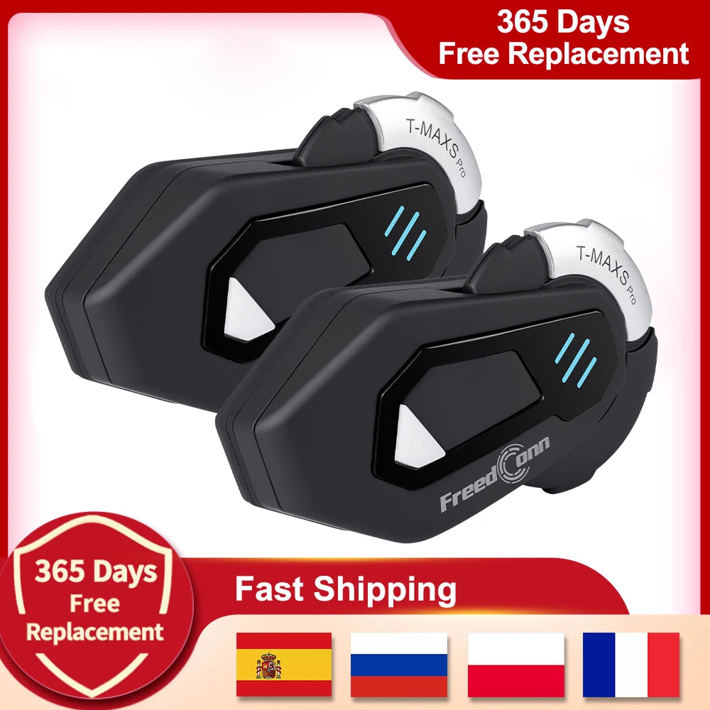 FreedConn T MAX S PRO Motorrad-Intercom Bluetooth-Helm-Headsets BT 5.0 Wasserdicht FM 6-Fahrer-Musik-Kommunikations-Interphone