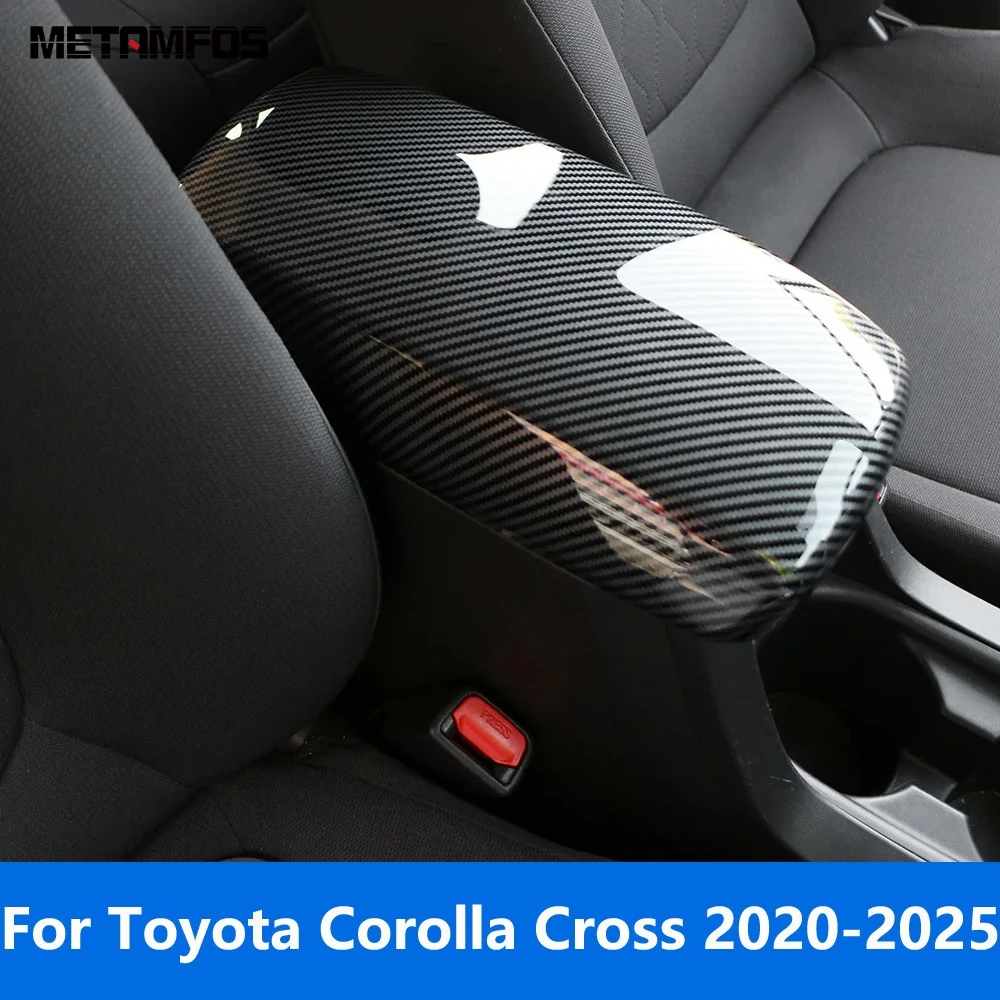 

Накладка на крышку отсека для хранения в центральной консоли для Toyota Corolla Cross 2020-2024 2025, карбоновые внутренние аксессуары, стайлинг автомобиля