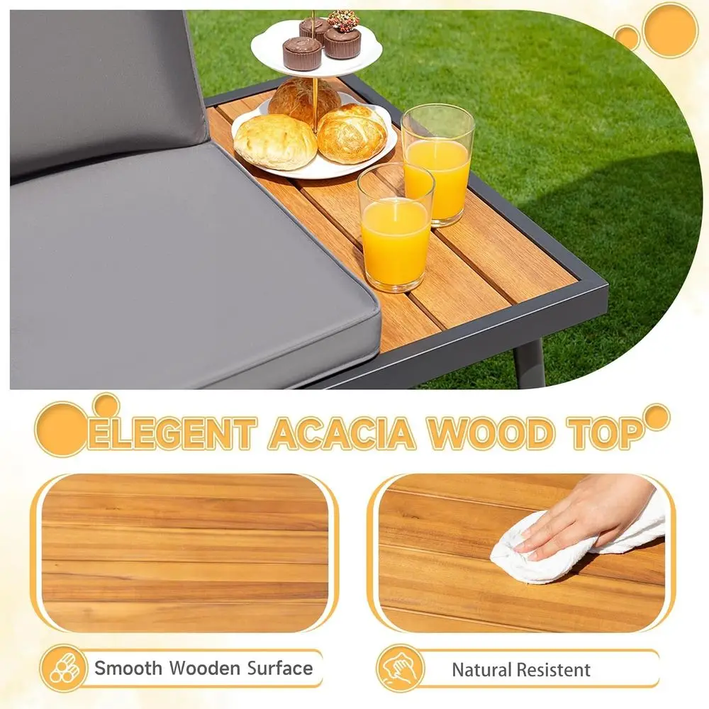 Patio urniture Set,6 Pieces Outdoor Sectional Soa with Cup Holder and 7.87in Wider Armrest, PE Wicker Backyard Couch Set with Co