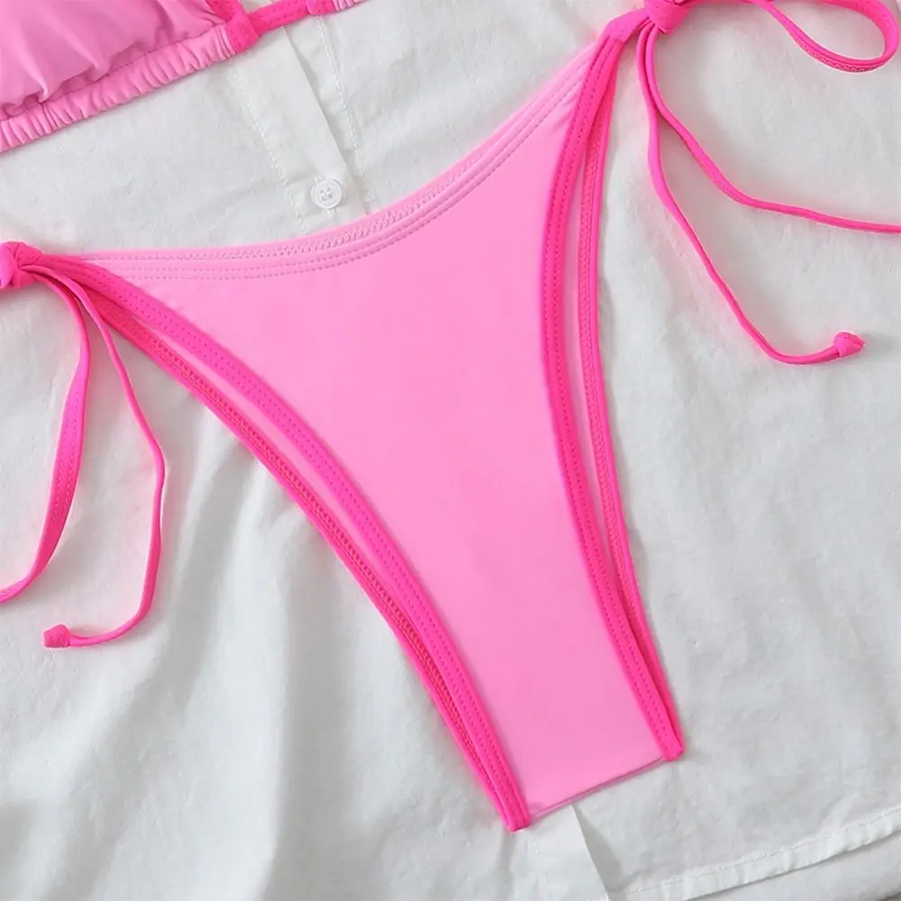 

Комплект из 2 предметов: модный летний пляжный купальник-бикини треугольной формы, бразильский крой, повседневный купальный костюм для женщин, для отпуска