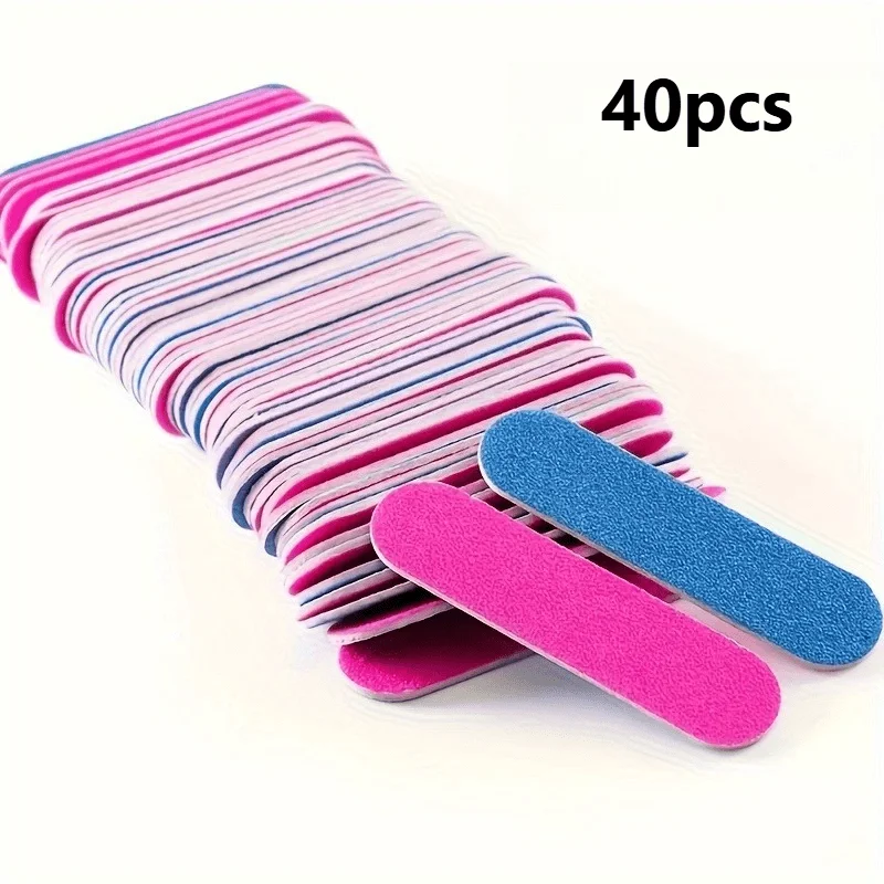 40 Pcs Double-Sided Nail Files: Miniature, Two-Sided, and Thin Nail Buffers for Smooth Nails - No Fragrance