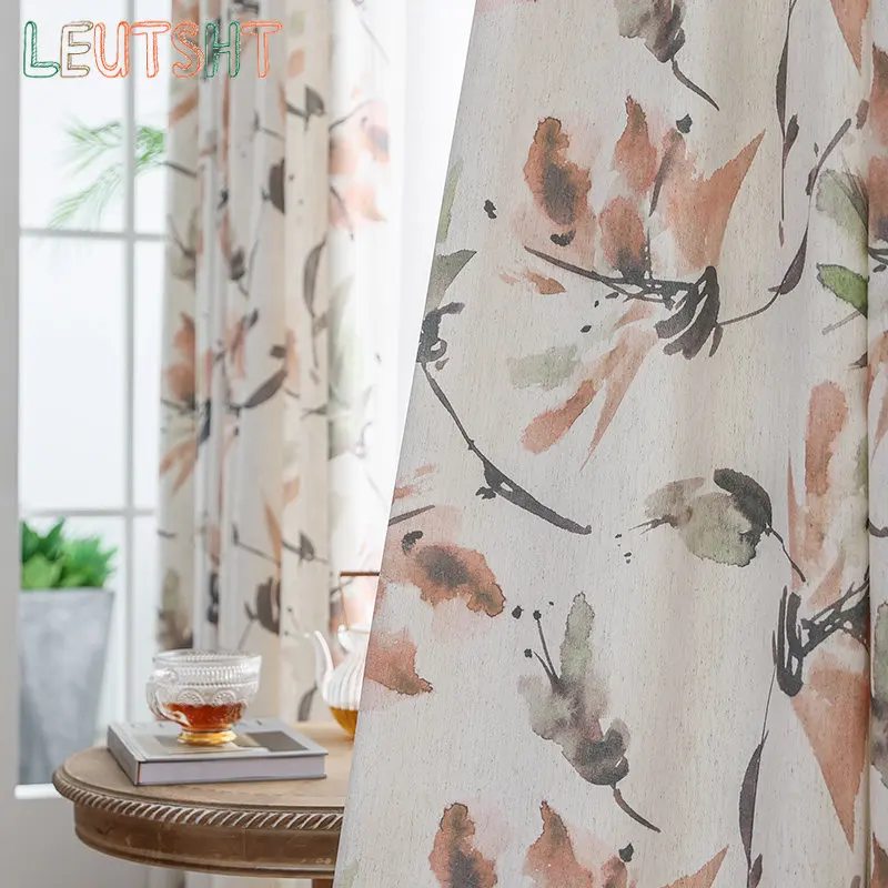 

Japanese Curtains for Living Dining Room Bedroom Modern Cotton and Hemp Ins Style Semi Shade Pastoral Decors Curtain Customized