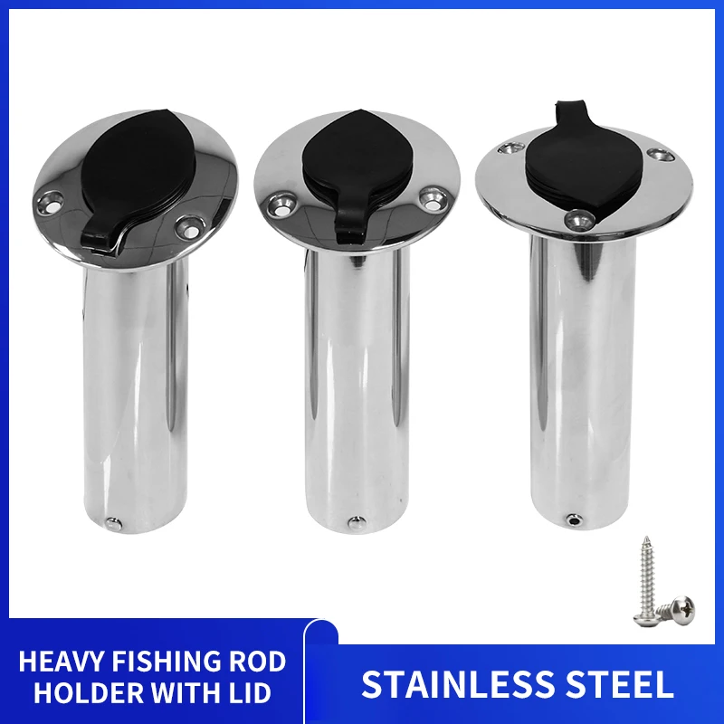 

Marine Stainless Steel Heavy Duty Fishing Rod Holder Round 15/30/90 Degree with PVC Cover Flush Mount Rod Holder Boat Hardware