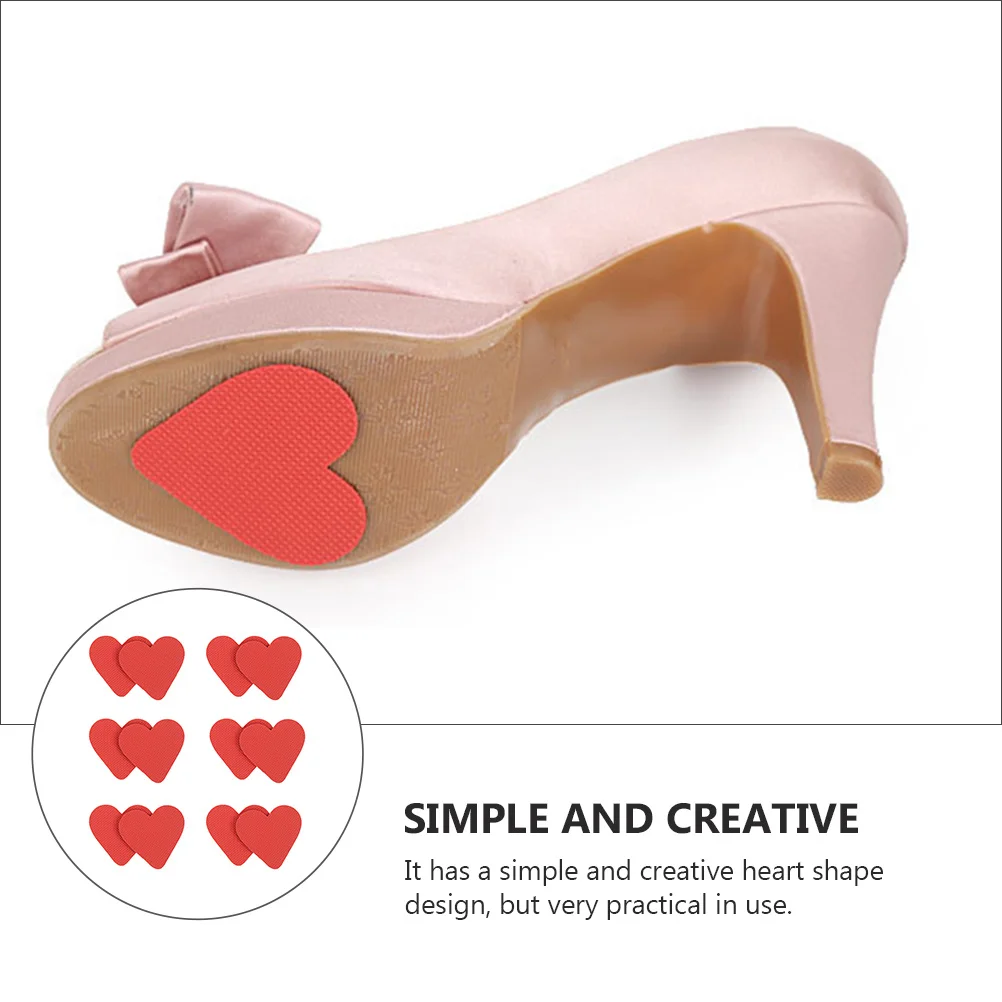 

6Pairs High Heels Non-Slip Sole Pads Red Heart Shape Protect Shoe Sole Front Palm Stickers Durable Long-Lasting