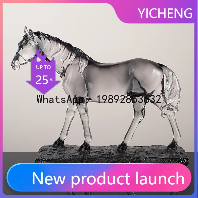 

Resin Handicraft Artificial Animal Sculpture Clear Horse Fine Horse Transparent Figurine Decorative Figurines Home Decoration