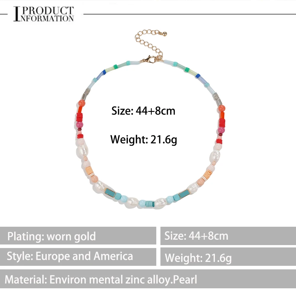 Multi Material Combine Stainless Steel Necklace For Women Pearl Beaded Pendant Choker Bohemian y2k Accessories