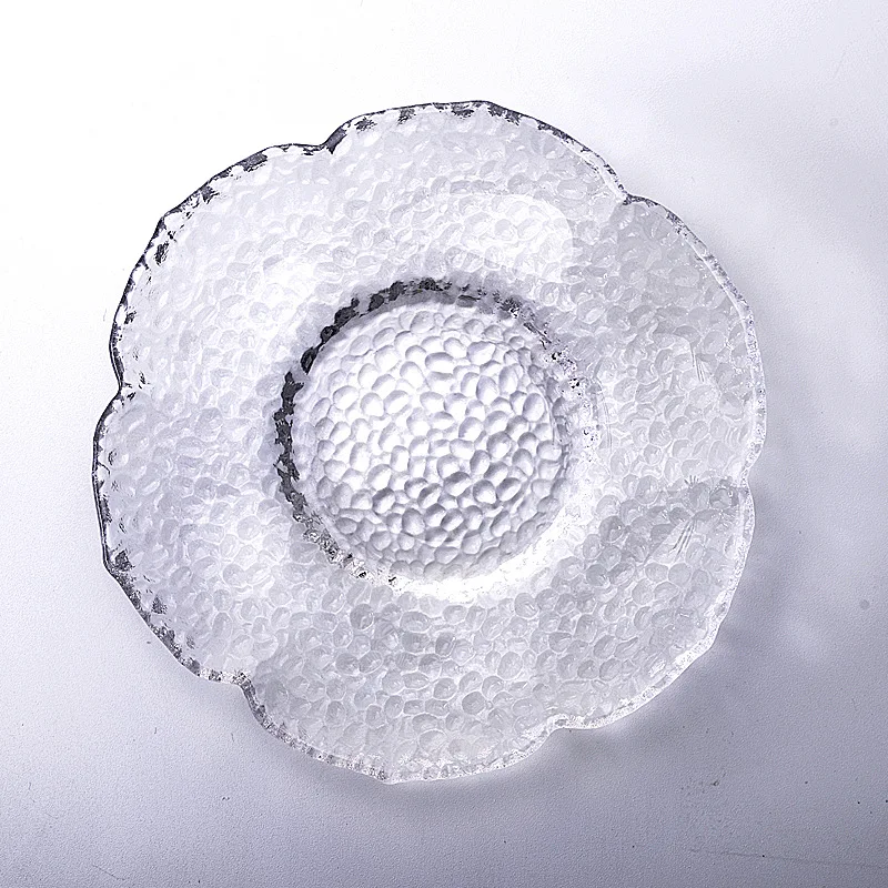 1 Piece Small Clear Saucer Glass Dishes for Tea Coffee Cup Cute Gold Rim Plates For Cafe Hotel Restaurants Wedding Table Decor