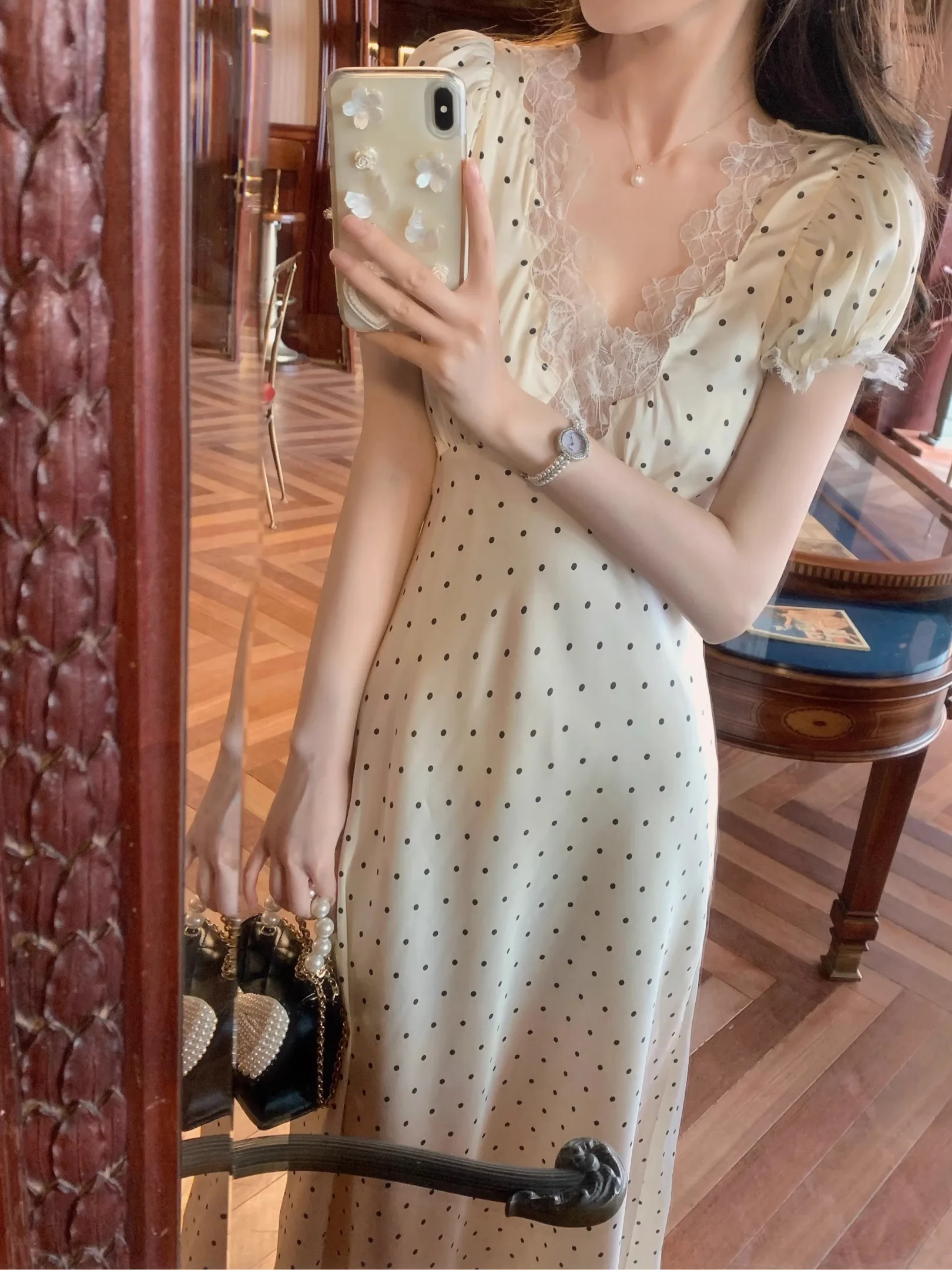 Vestido de Verano Largo Asimétrico Vintage de Acetato de Cintura Alta con Cuello en V y Manga Corta para Mujer, de una Sola Pieza, Estilo Ciwalk