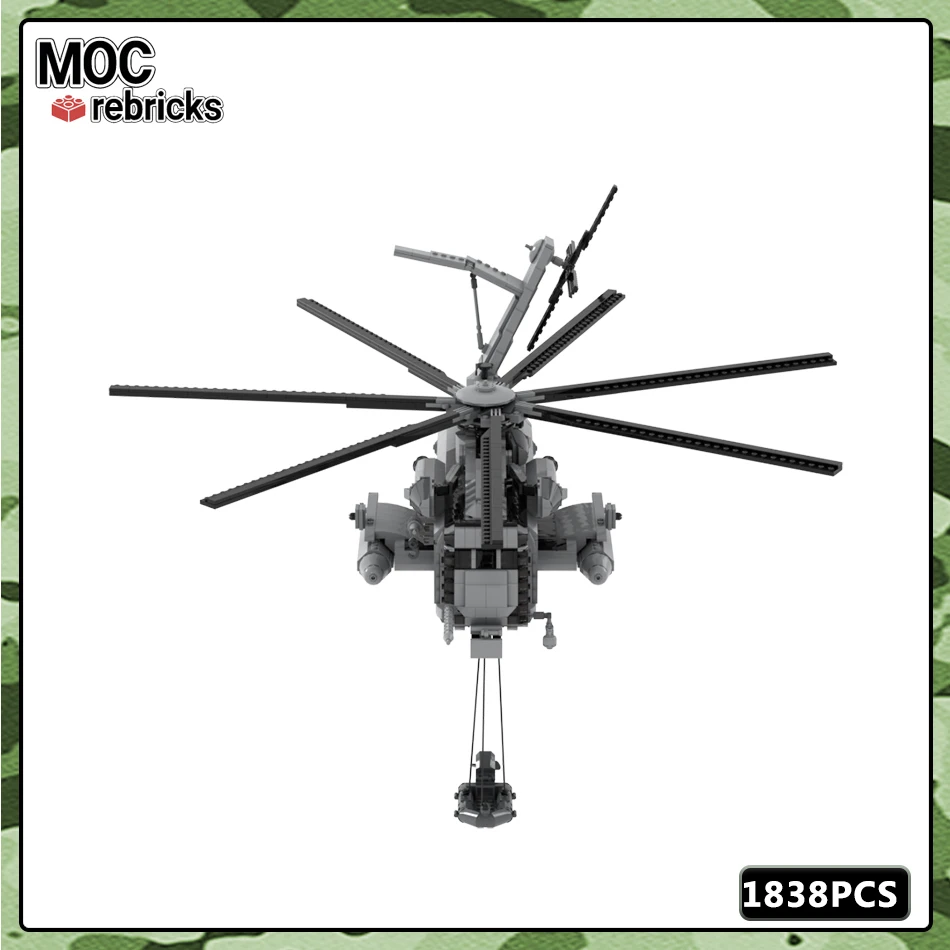 MOC Militaire Serie DIY Bouwsteenmodel Modern BM-CH-53 MiniAircraft Onderdelen Set Kindercadeau Educatief speelgoed