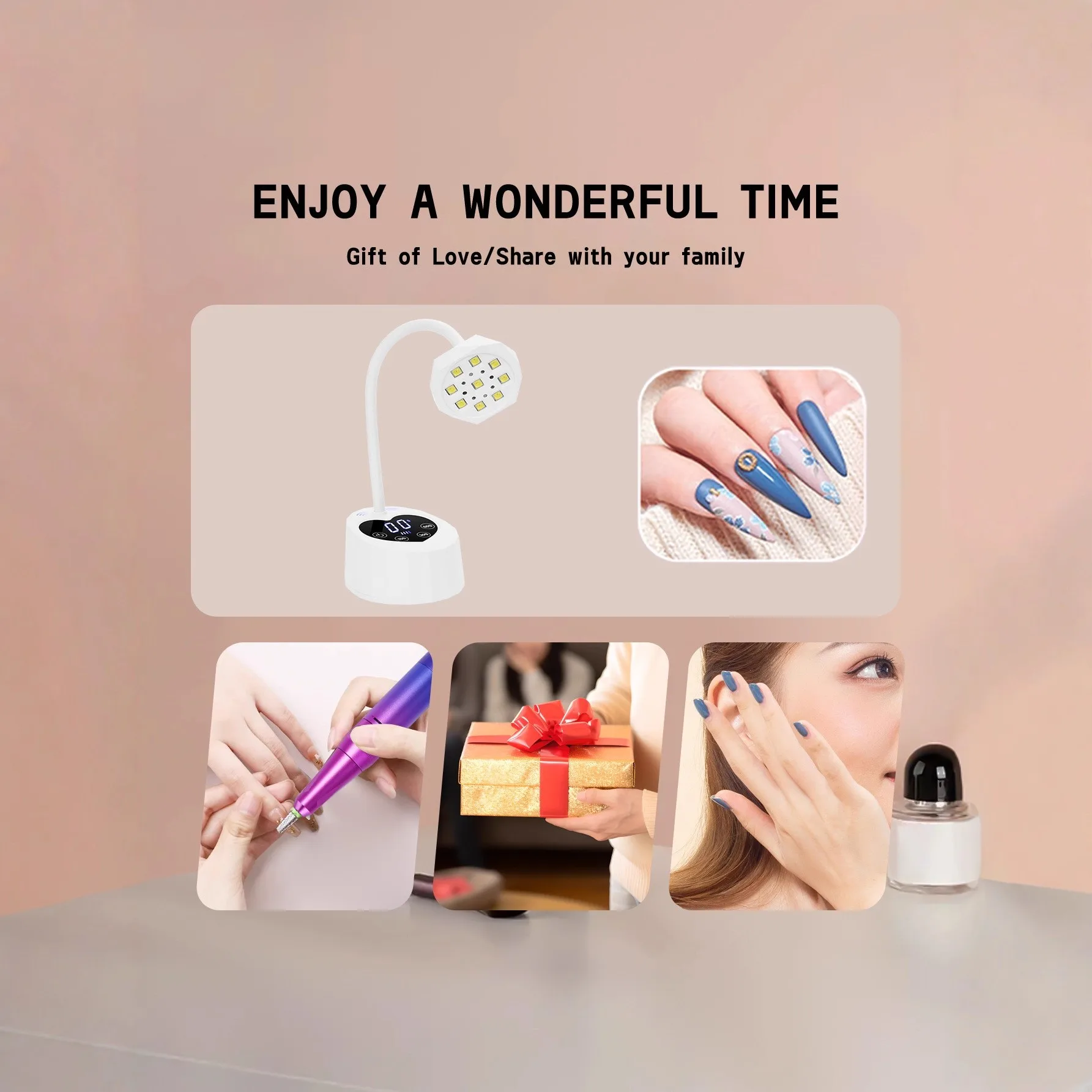 مصباح أظافر احترافي ملفوف 360 درجة مع مستشعر ذكي وشاشة LCD قابلة لإعادة الشحن، مصباح اختبار طلاء الأظافر، عيد الميلاد g