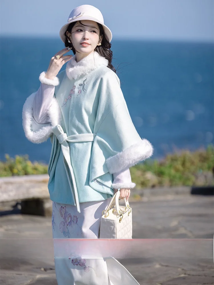 

Chuan Dai Time Ele adient Color Printed Coat Sle Outerwear Set for Women Autumn Faion Collection Plant Floral Pattern