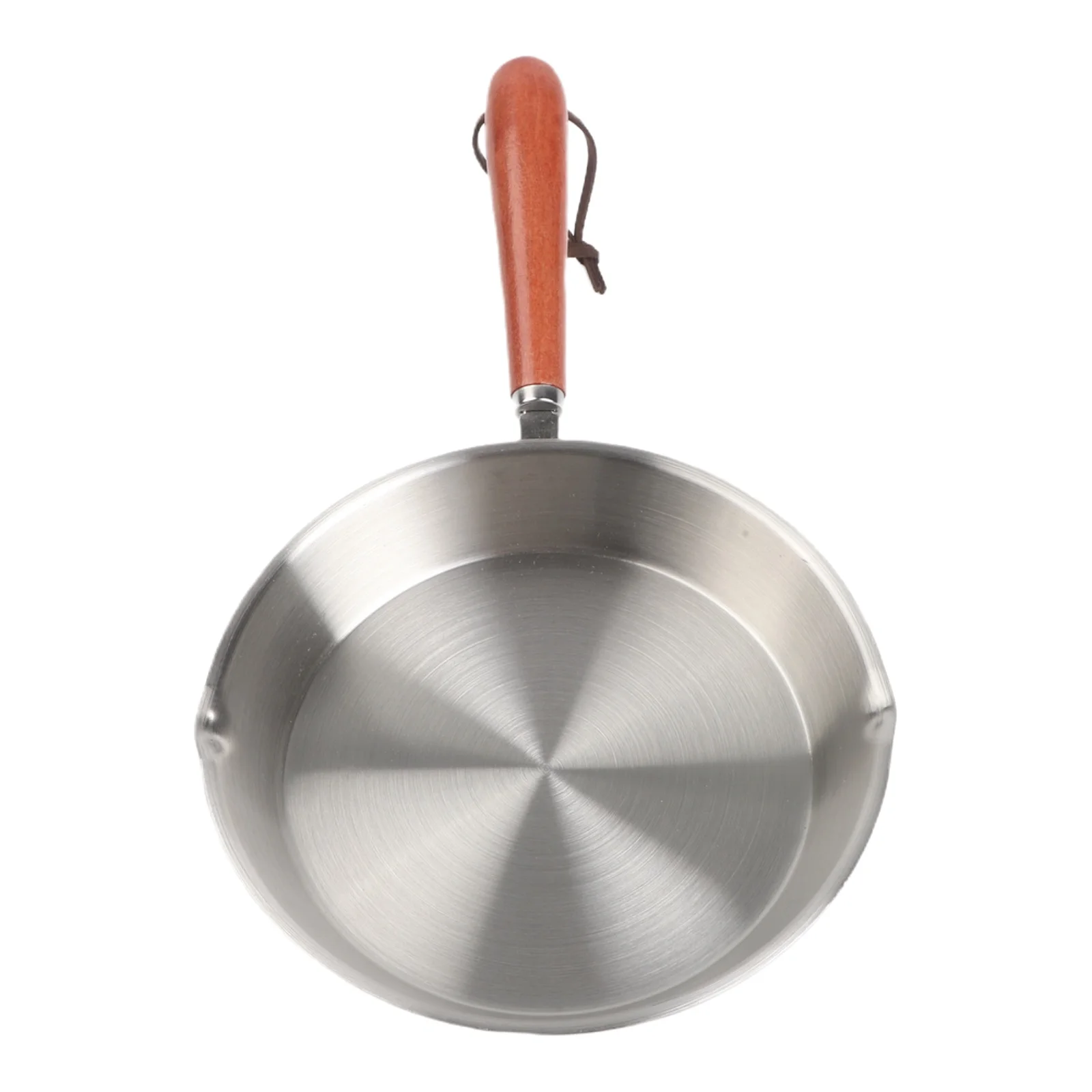 Uncoated 304 Stainless Steel Frying Pan with Cool Wooden Handle for Safe Cooking Lightweight and Easy to Maintain