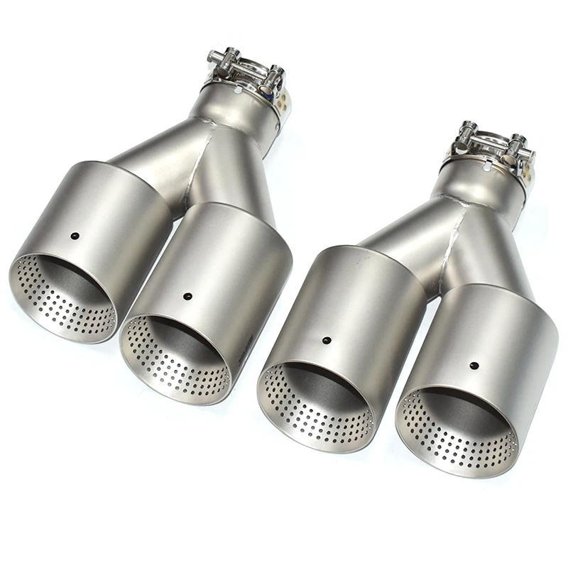1 pair of matte quad out stainless steel 101mm outlet GM exhaust pipe black muffler tip exhaust nozzle exhaust head