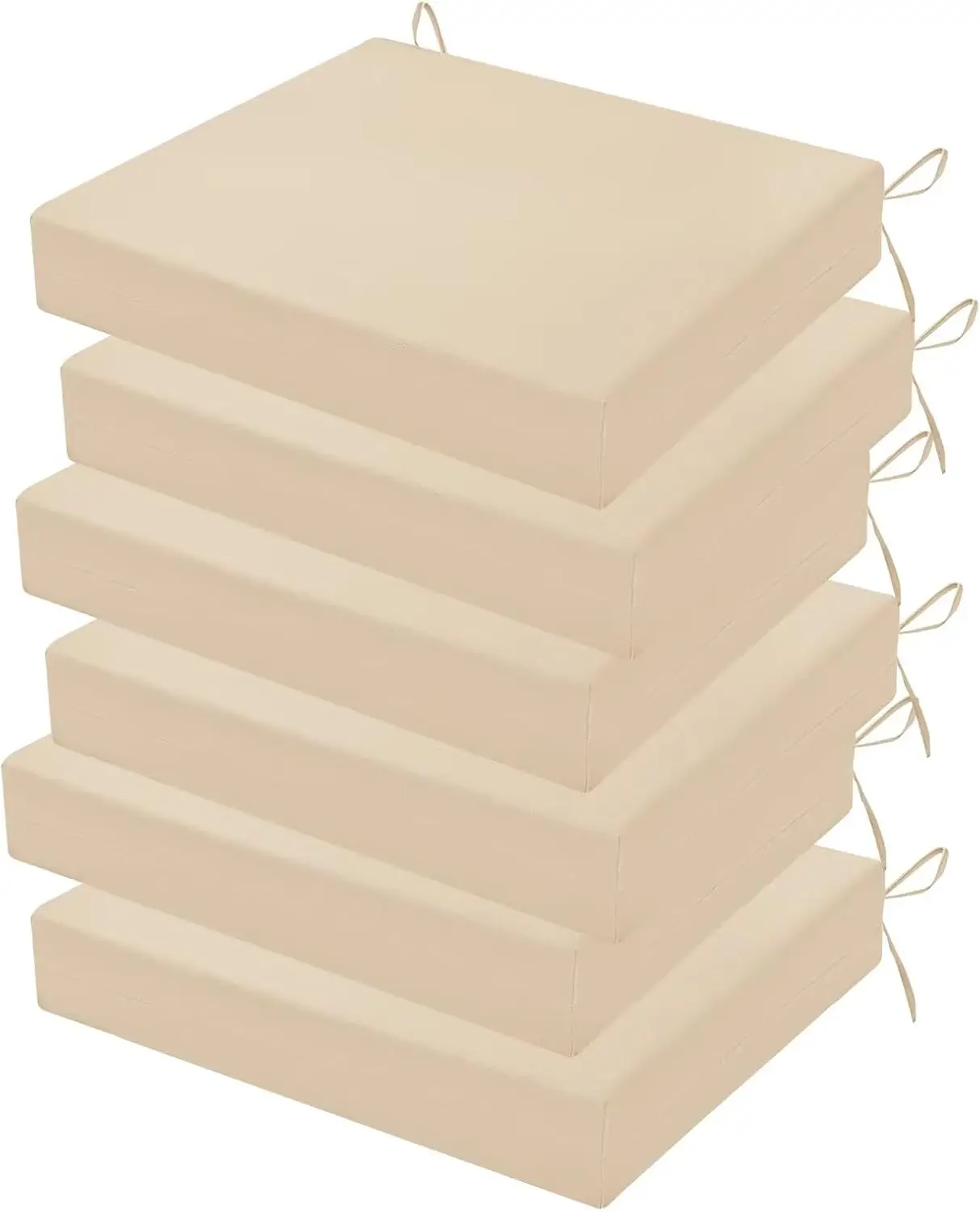 

Patio Chair Cushions Set of 6, 18.5x16x3 Inch with Non-Slip Ties for Outdoor Furniture, Beige