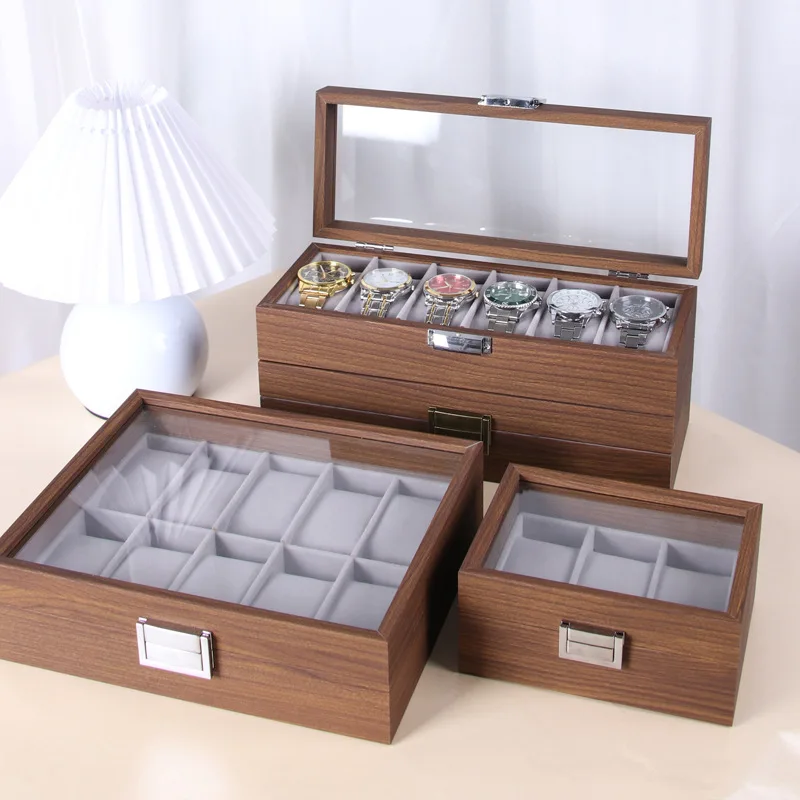 DELESYS Variety Styles Fashionable Retro Watch Boxes Luxurious Holiday Watch Gift Boxes Exquisite Wooden PU Wood Grain Watch Box